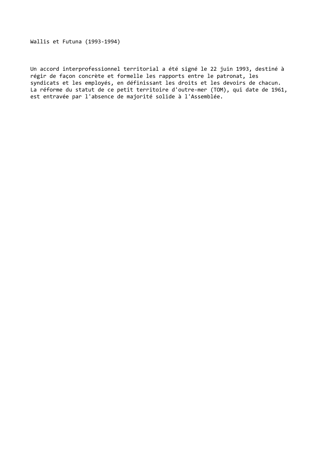 Prévisualisation du document Wallis et Futuna (1993-1994)