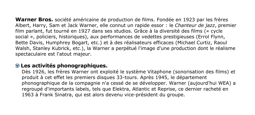 Prévisualisation du document Warner Bros.