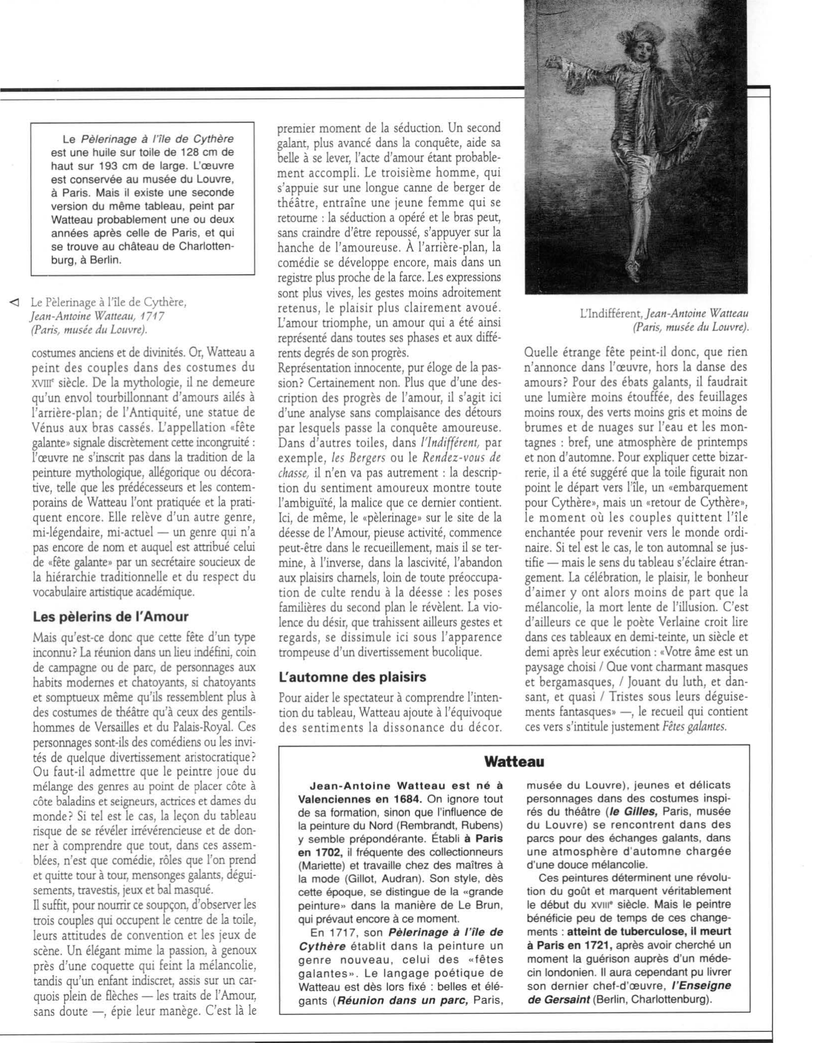 Prévisualisation du document Watteau : LE PÈLERINAGE À L'ÎLE DE CYTHÈRE