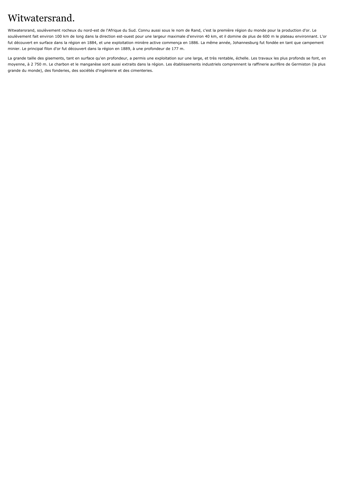 Prévisualisation du document Witwatersrand.