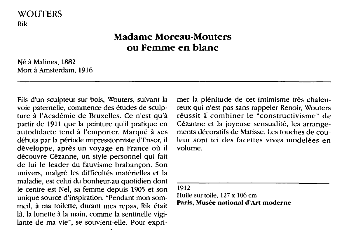 Prévisualisation du document WOUTERS Rik : Madame Moreau-Mouters ou Femme en blanc