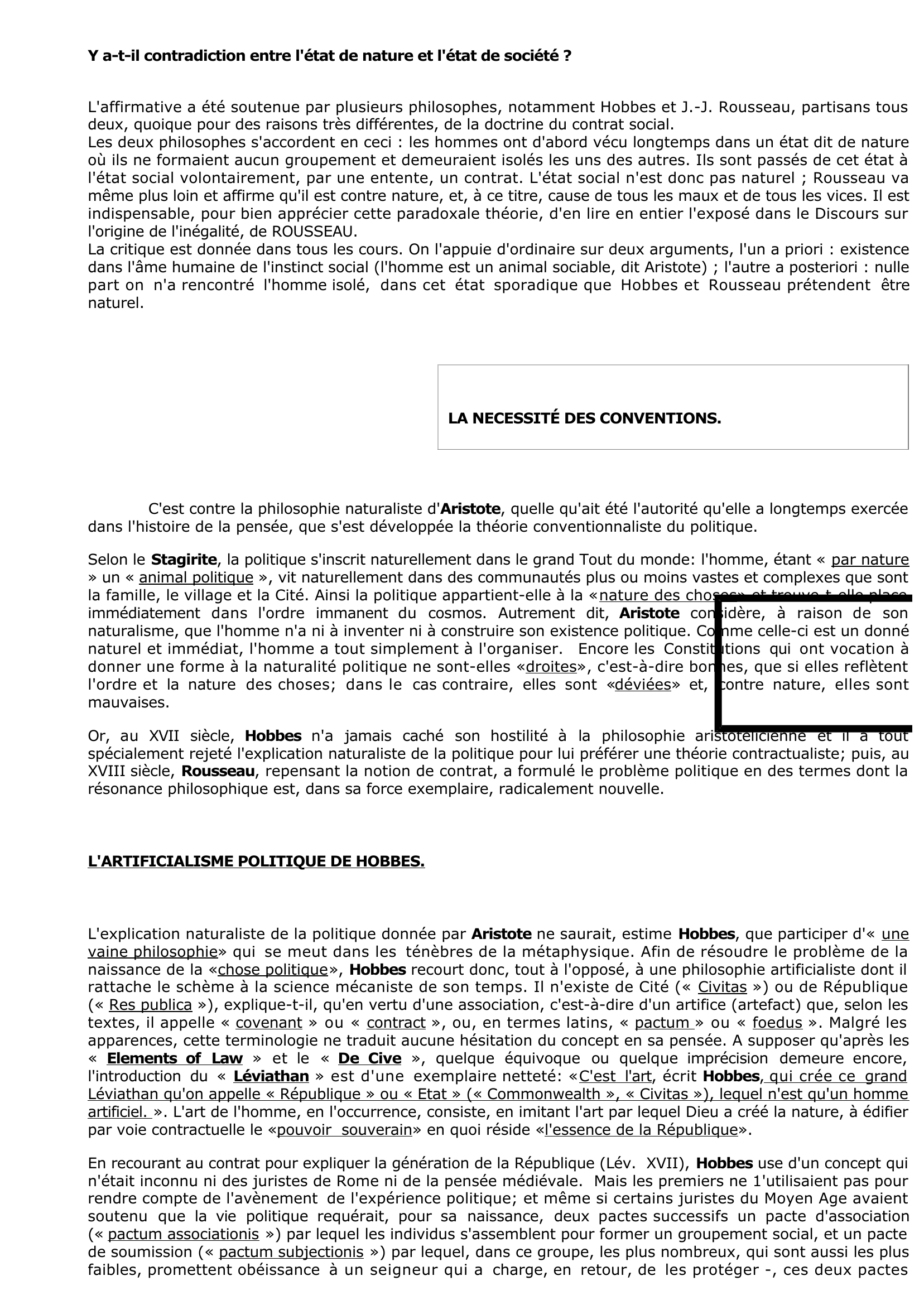 Prévisualisation du document Y a-t-il contradiction entre l'état de nature et l'état de société ?