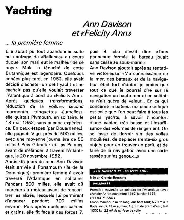 Prévisualisation du document Yachting:Ann Davison et «Felicity Ann» (sport).