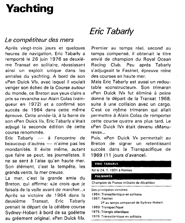 Prévisualisation du document Yachting:Eric Tabarly (sport).