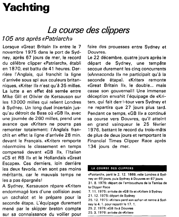 Prévisualisation du document Yachting:La course des clippers (sport).