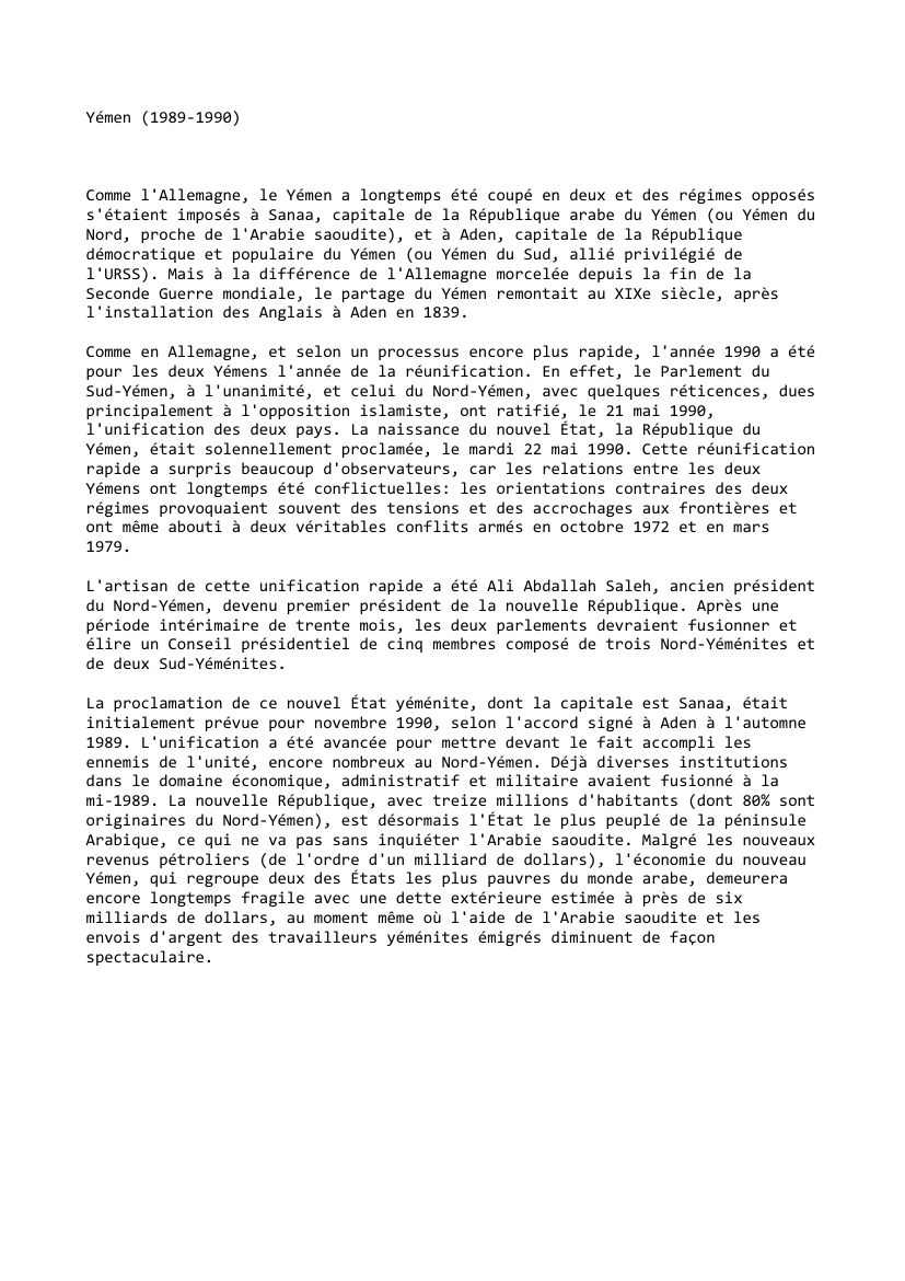 Prévisualisation du document Yémen (1989-1990)