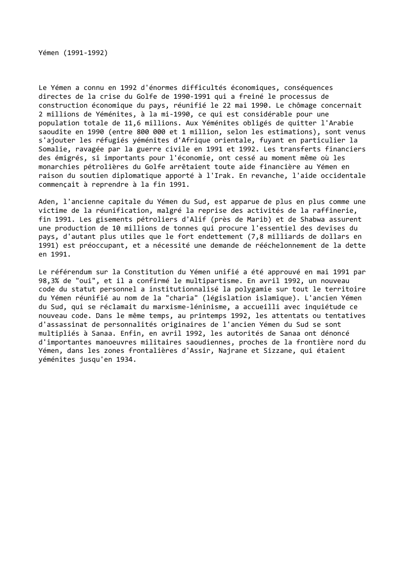 Prévisualisation du document Yémen (1991-1992)