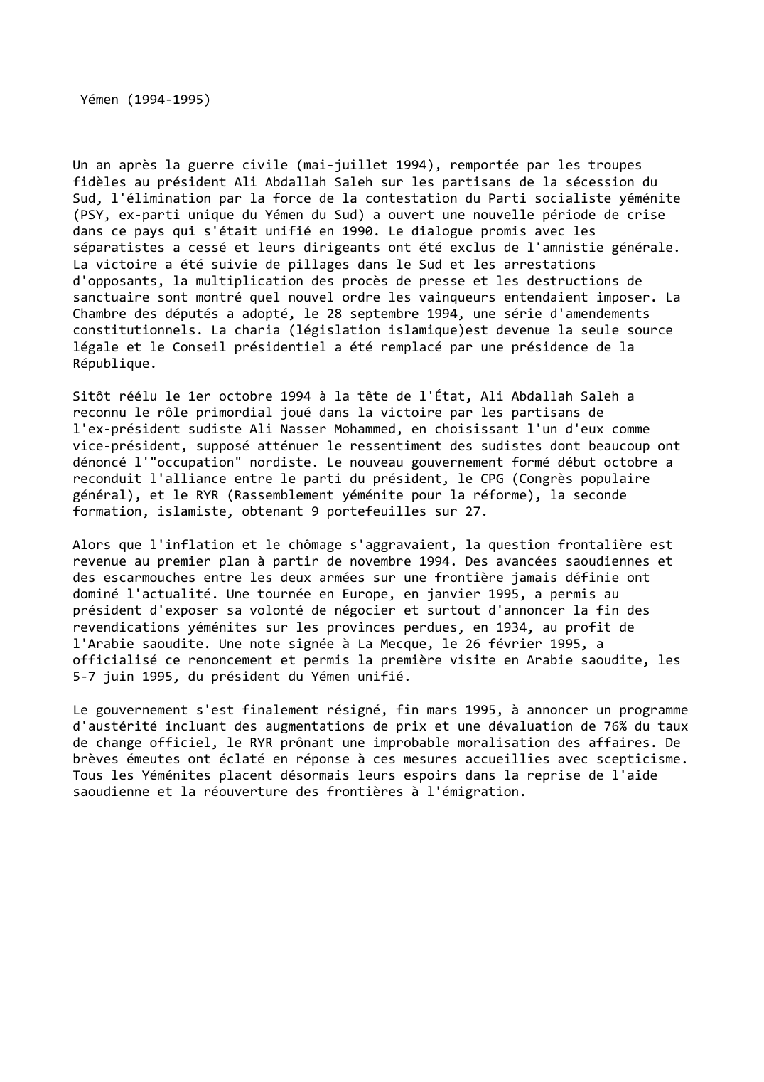 Prévisualisation du document Yémen (1994-1995)