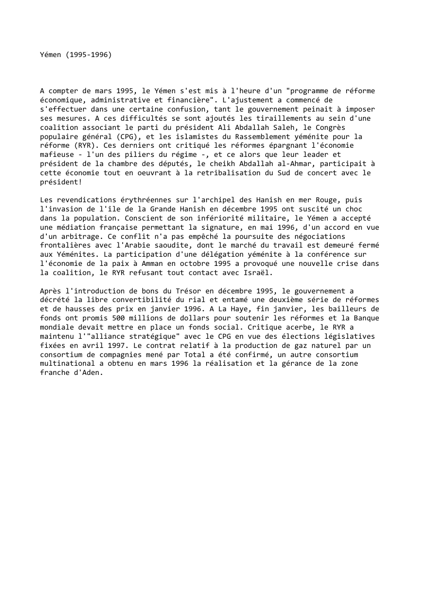 Prévisualisation du document Yémen (1995-1996)