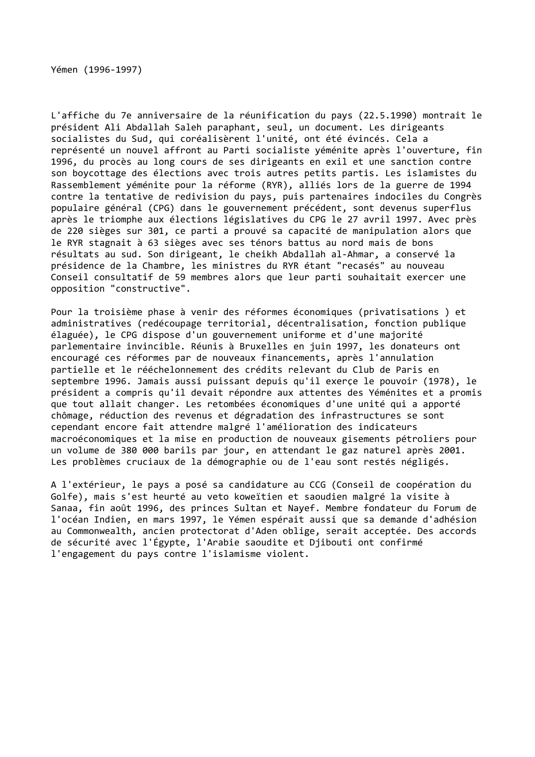 Prévisualisation du document Yémen (1996-1997)