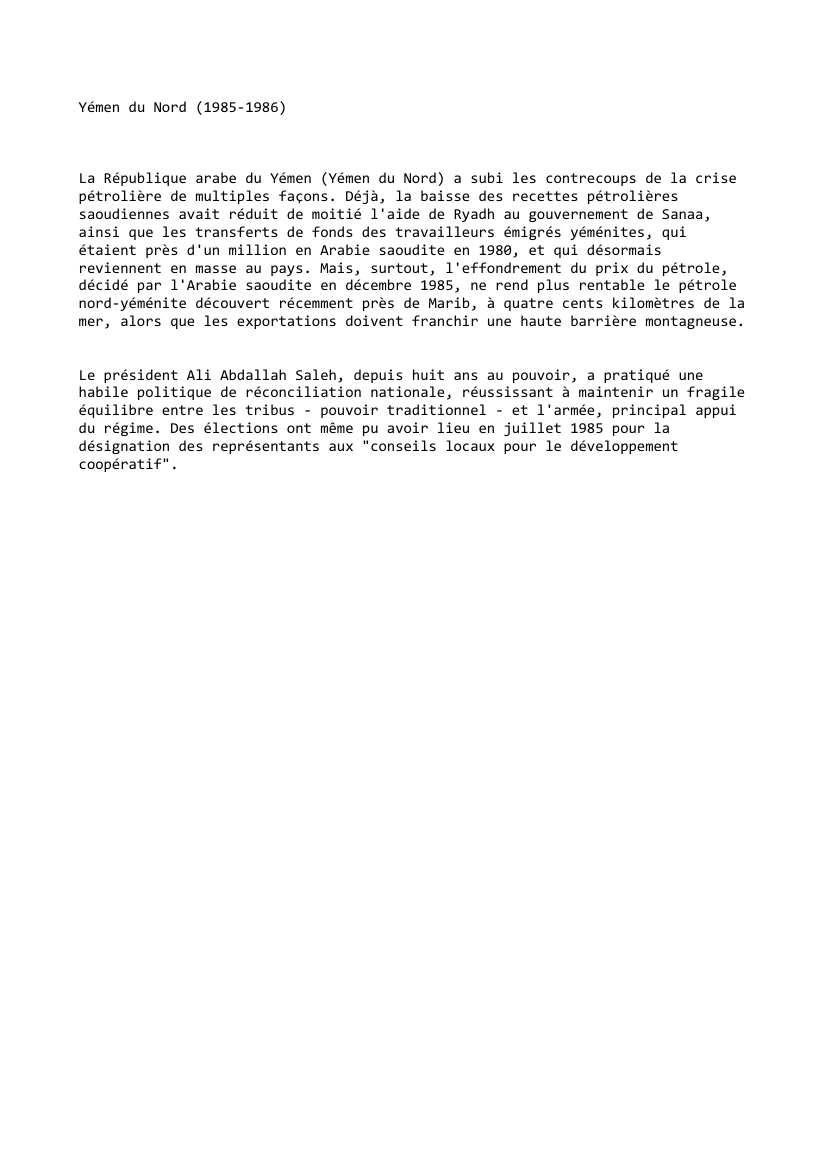 Prévisualisation du document Yémen du Nord (1985-1986)