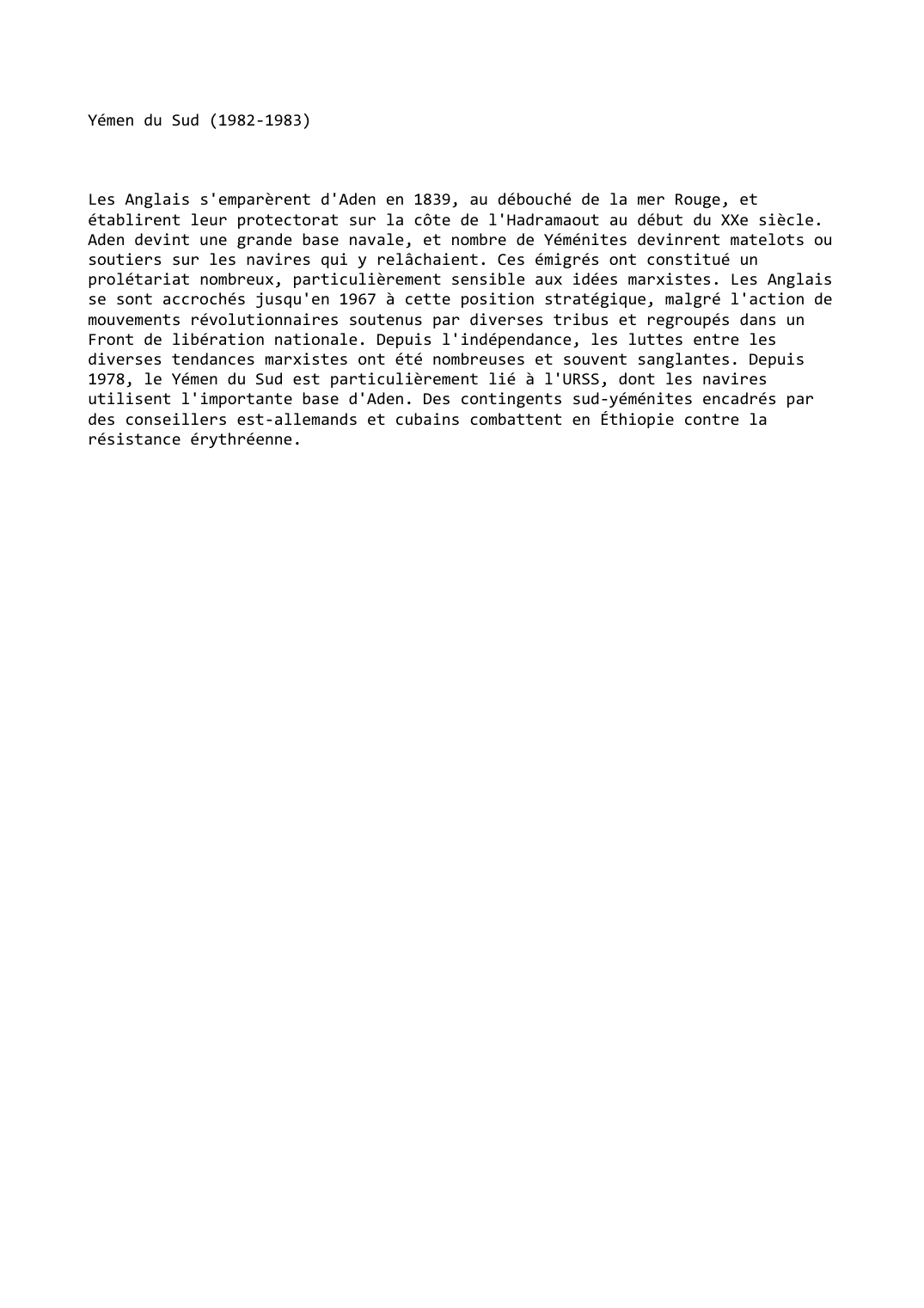 Prévisualisation du document Yémen du Sud (1982-1983)
