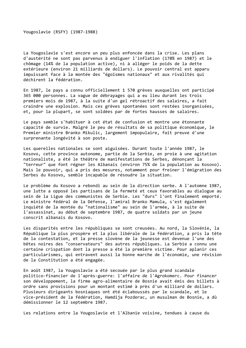 Prévisualisation du document Yougoslavie (RSFY) (1987-1988)