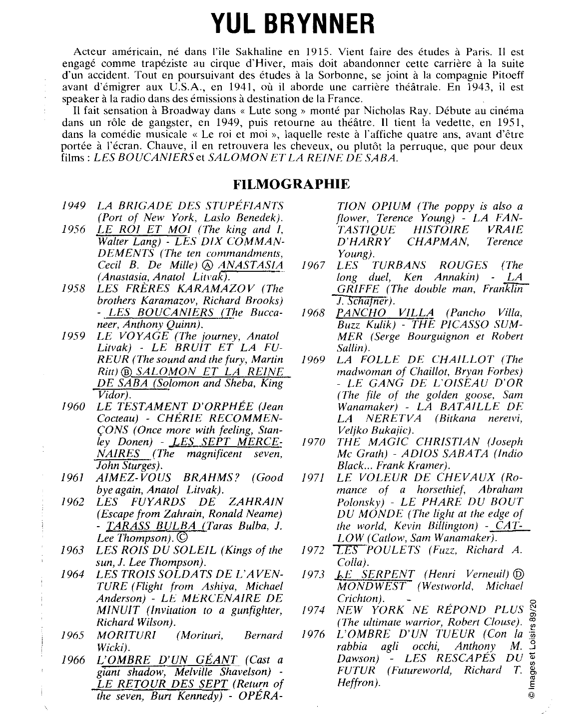 Prévisualisation du document YUL BRYNNER