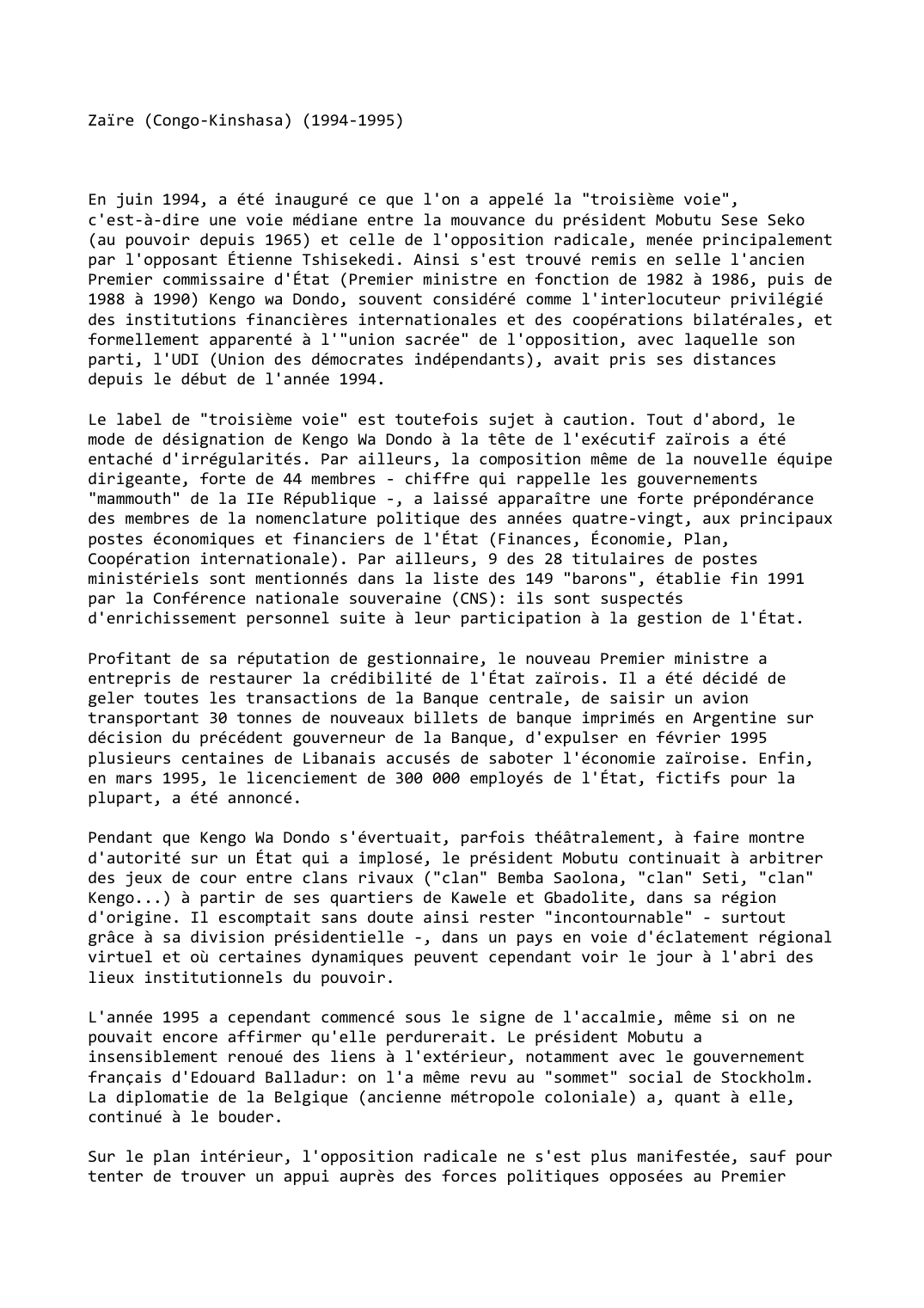 Prévisualisation du document Zaïre (Congo-Kinshasa) (1994-1995)