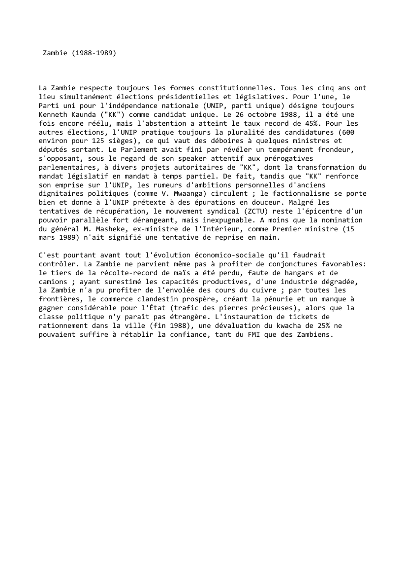 Prévisualisation du document Zambie (1988-1989)