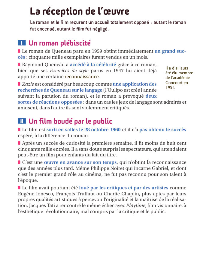 Prévisualisation du document Zazie dans le métro: La réception de l'oeuvre