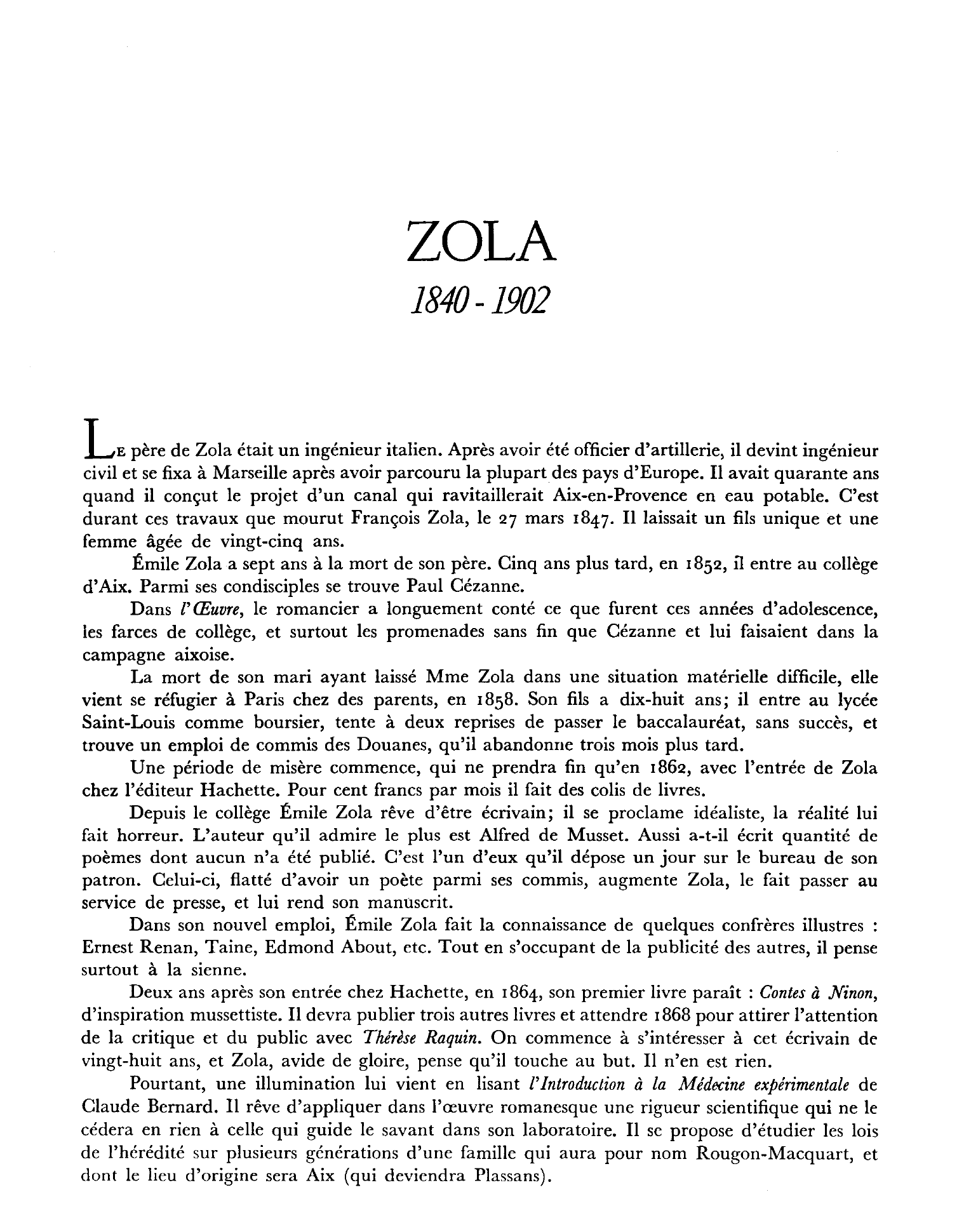 Prévisualisation du document Zola, Emile