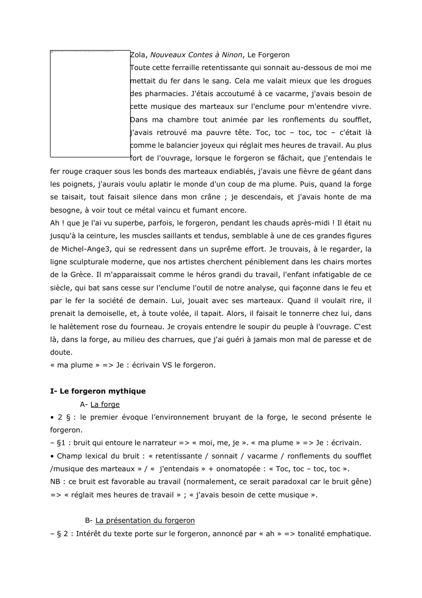 Prévisualisation du document Zola, Nouveaux Contes à Ninon, Le Forgeron. Commentaire