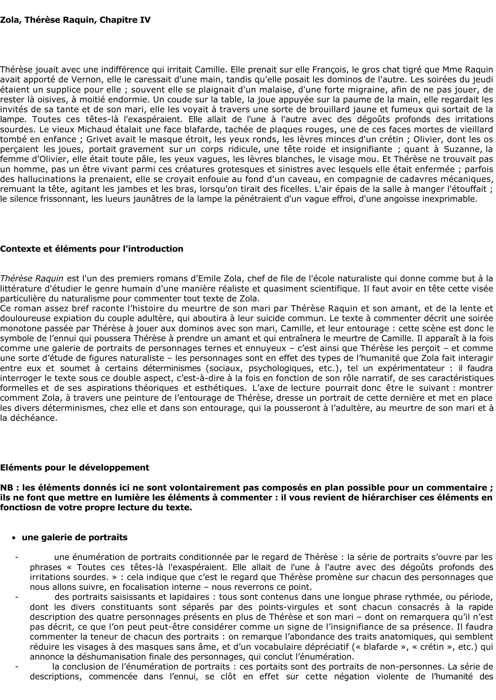 Prévisualisation du document Zola, Thérèse Raquin, Chapitre IV
