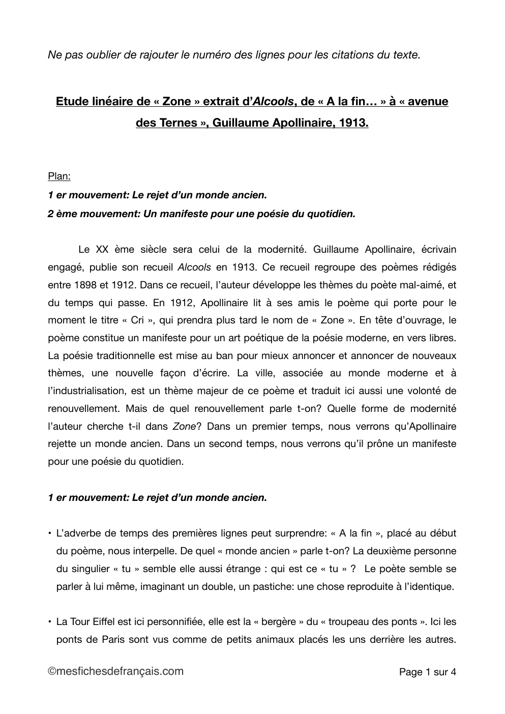 Prévisualisation du document Zone de Guillaume Apollinaire
