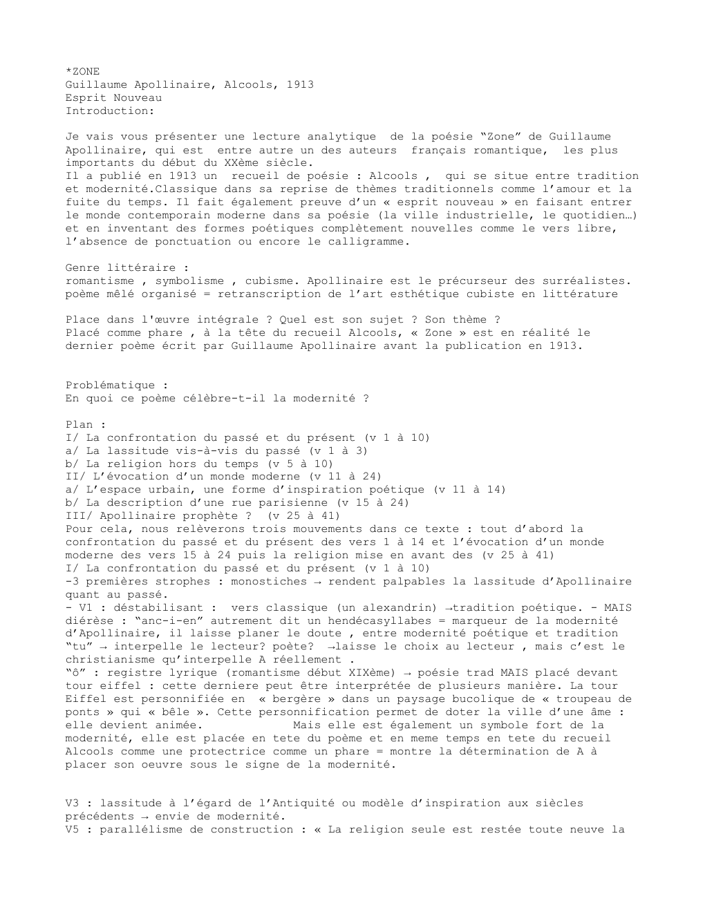 Prévisualisation du document Zone G.Apollinaire