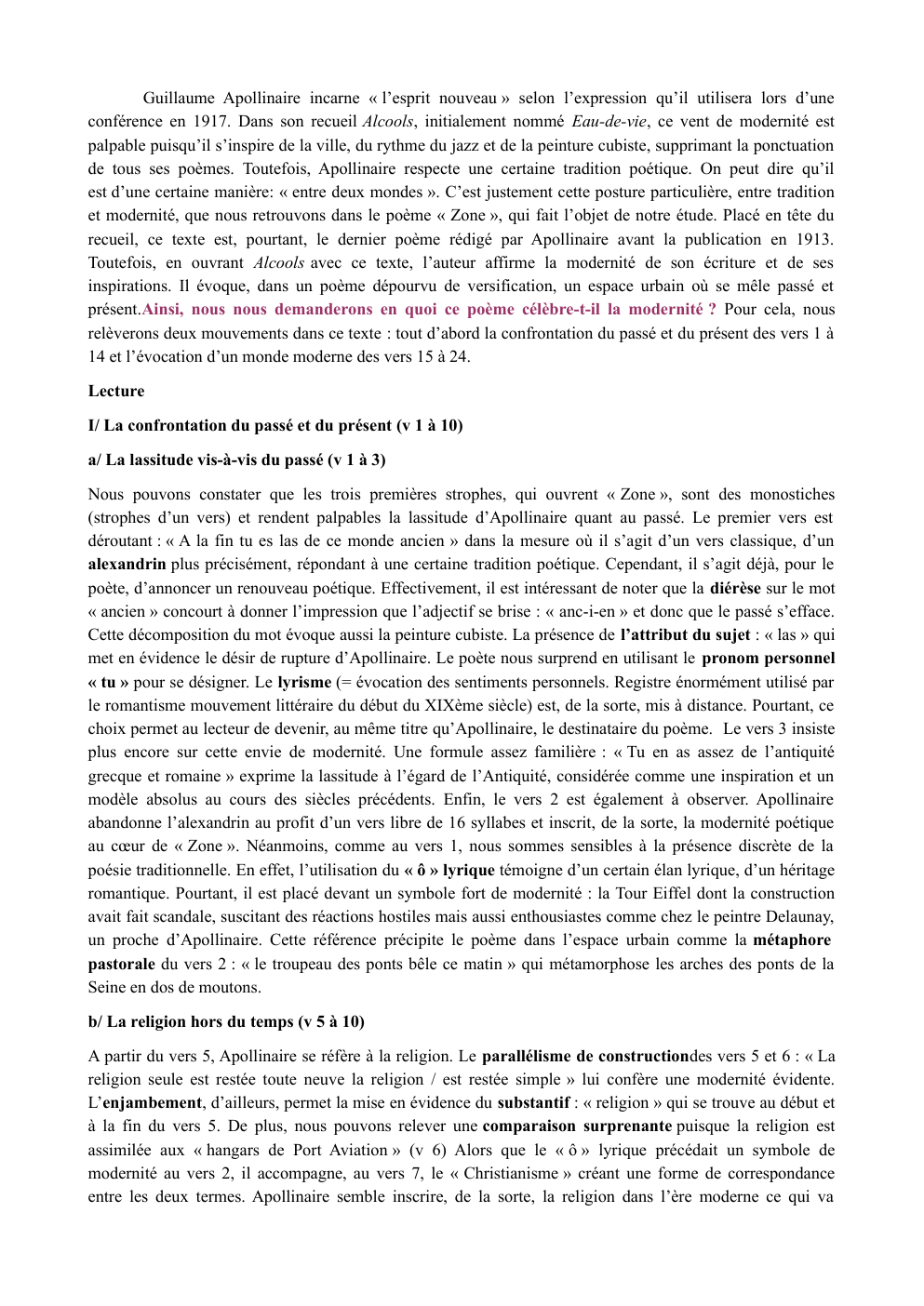Prévisualisation du document Zone Guillaume Appolinaire éxplication linéaire