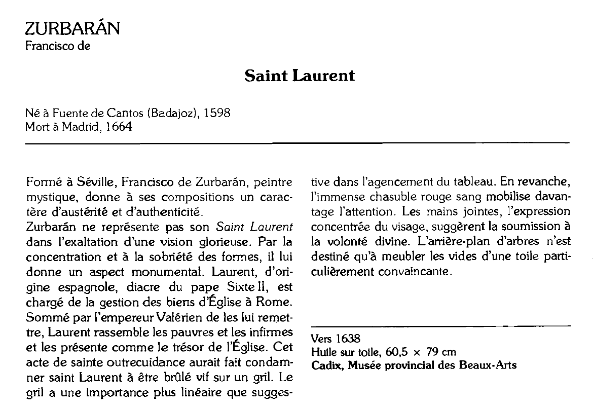 Prévisualisation du document ZURBARAN Francisco de : Saint Laurent